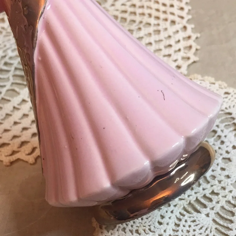 Vintage MCM Savoy Weeping Gold Pink Vase